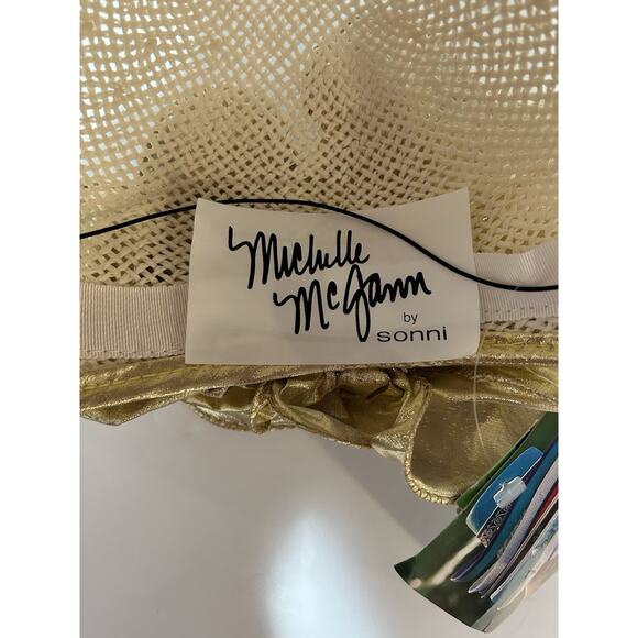 Ribbon Sonni Hat Natural Straw With Gold Bow Fabric cloche Style Sun Hat main image 8